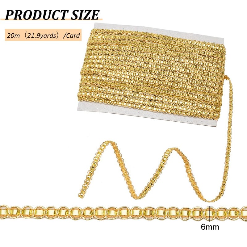 MAYJOYDIY 22 Yards S Shaped Gold Gimp Braid Trim 0.24inch Wide Polyester Lace Trim Ribbon Decorative Woven Braid Trim Fabric Trim for Sewing Bag DIY Crafts Costume Curtain Lampshades - Image 2
